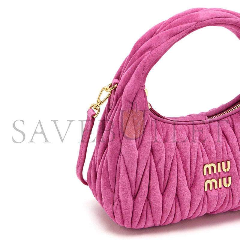 MIU MIU WANDER MATELASSÉ SMALL SUEDE BAG 5BC125 (20*17*6cm)